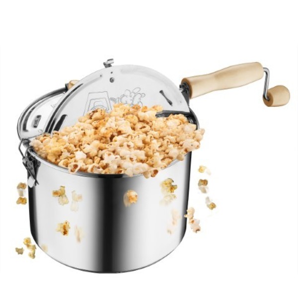 Great Northern Popcorn 6251 Great Northern Popcorn Original Stainless Steel Stove Top 6-1/2 Quart Popcorn Popper 864569QBU